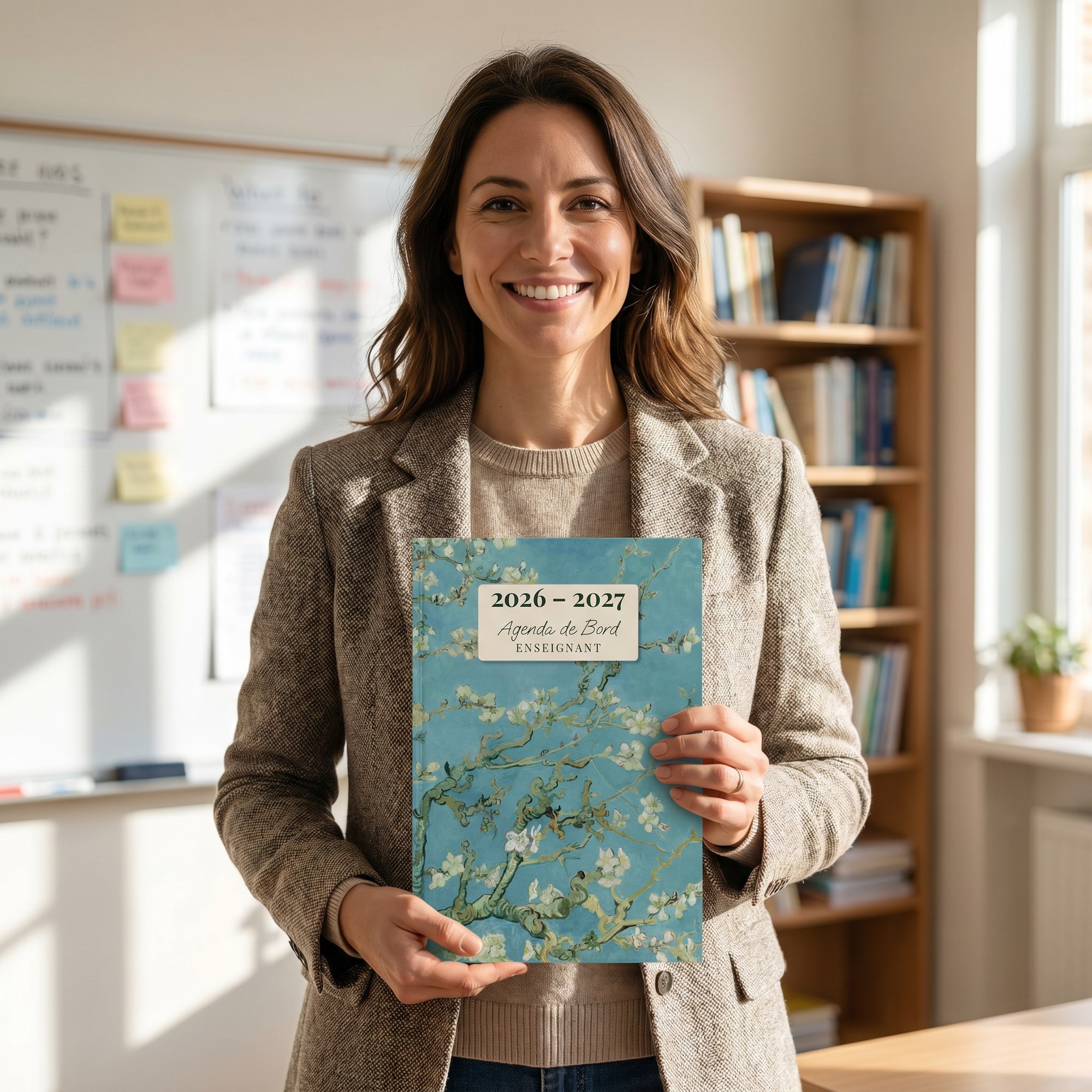 Enseignante avec son agenda de bord The Good Sherpa